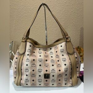 MCM CREAM/BEIGE VISETOS HOBO BAG